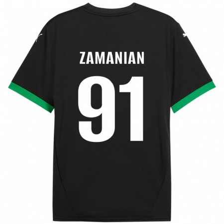 Kandiny Gyermek Annahita Zamanian #91 Fekete Sötétzöld Hazai Jersey 2024/25 Mez Póló Ing