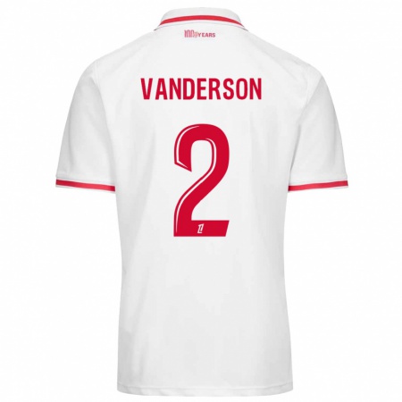 Kandiny Gyermek Vanderson #2 Fehér Piros Hazai Jersey 2024/25 Mez Póló Ing