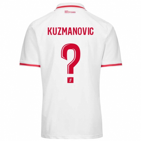 Kandiny Gyermek Dejan Kuzmanovic #0 Fehér Piros Hazai Jersey 2024/25 Mez Póló Ing