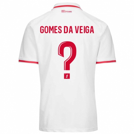 Kandiny Gyermek Melvin Gomes Da Veiga #0 Fehér Piros Hazai Jersey 2024/25 Mez Póló Ing