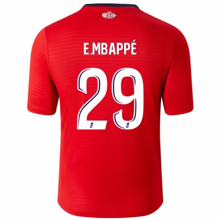 Kandiny Gyermek Ethan Mbappé #29 Piros Fehér Hazai Jersey 2024/25 Mez Póló Ing