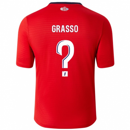 Kandiny Gyermek Enzo Grasso #0 Piros Fehér Hazai Jersey 2024/25 Mez Póló Ing