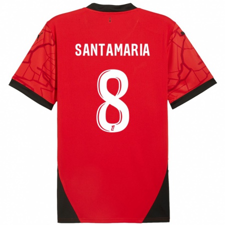 Kandiny Gyermek Baptiste Santamaria #8 Piros Fekete Hazai Jersey 2024/25 Mez Póló Ing