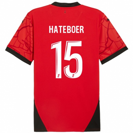 Kandiny Gyermek Hans Hateboer #15 Piros Fekete Hazai Jersey 2024/25 Mez Póló Ing