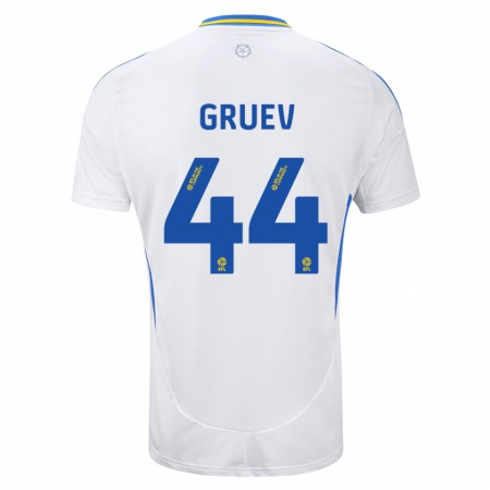 Kandiny Gyermek Ilia Gruev #44 Fehér Kék Hazai Jersey 2024/25 Mez Póló Ing