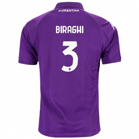 Kandiny Gyermek Cristiano Biraghi #3 Lila Hazai Jersey 2024/25 Mez Póló Ing