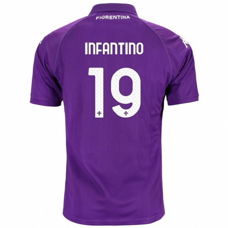 Kandiny Gyermek Gino Infantino #19 Lila Hazai Jersey 2024/25 Mez Póló Ing