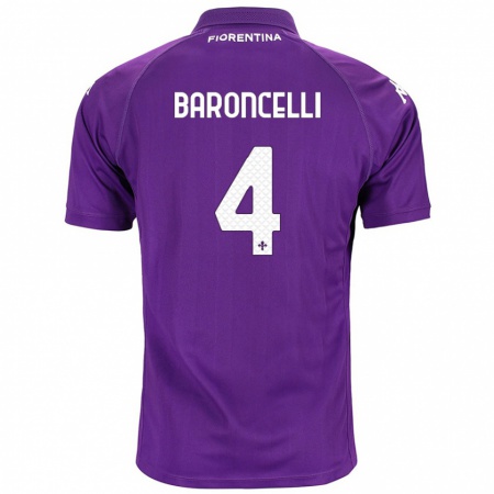 Kandiny Gyermek Leonardo Baroncelli #4 Lila Hazai Jersey 2024/25 Mez Póló Ing