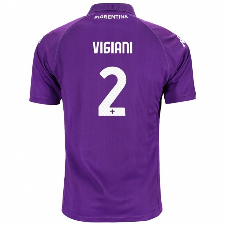 Kandiny Gyermek Lorenzo Vigiani #2 Lila Hazai Jersey 2024/25 Mez Póló Ing