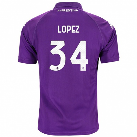 Kandiny Gyermek Lucas López #34 Lila Hazai Jersey 2024/25 Mez Póló Ing