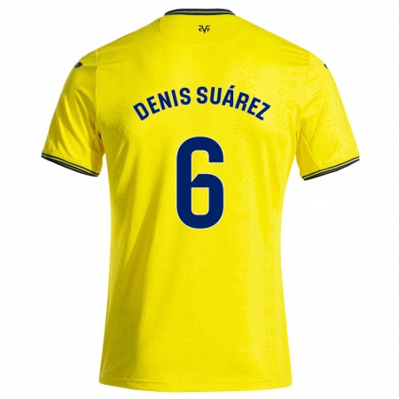 Kandiny Gyermek Denis Suárez #6 Sárga Fekete Hazai Jersey 2024/25 Mez Póló Ing