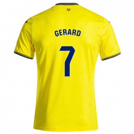 Kandiny Gyermek Gerard Moreno #7 Sárga Fekete Hazai Jersey 2024/25 Mez Póló Ing