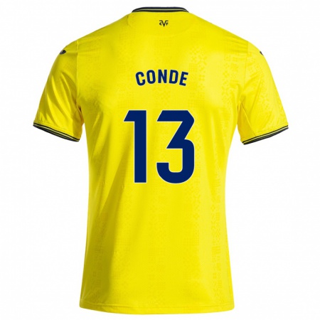 Kandiny Gyermek Diego Conde #13 Sárga Fekete Hazai Jersey 2024/25 Mez Póló Ing