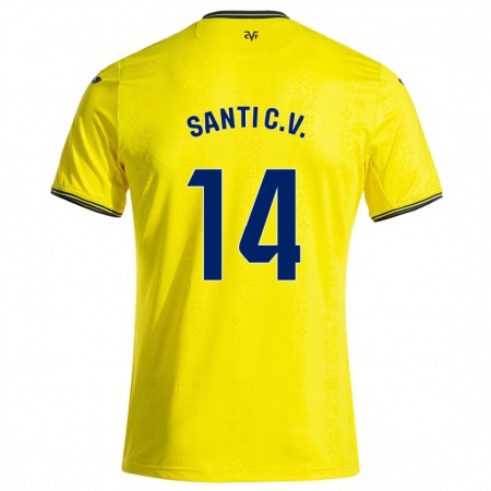 Kandiny Gyermek Santi Comesaña #14 Sárga Fekete Hazai Jersey 2024/25 Mez Póló Ing