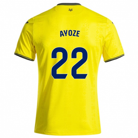 Kandiny Gyermek Ayoze Pérez #22 Sárga Fekete Hazai Jersey 2024/25 Mez Póló Ing