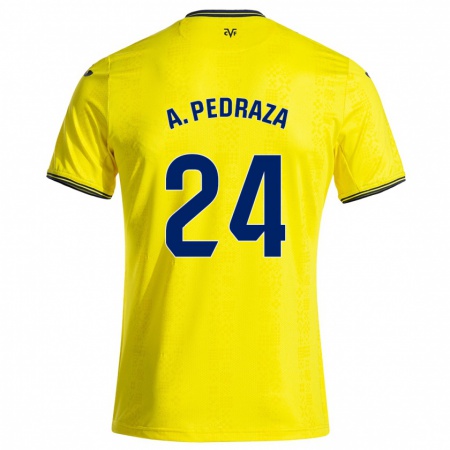 Kandiny Gyermek Alfonso Pedraza #24 Sárga Fekete Hazai Jersey 2024/25 Mez Póló Ing