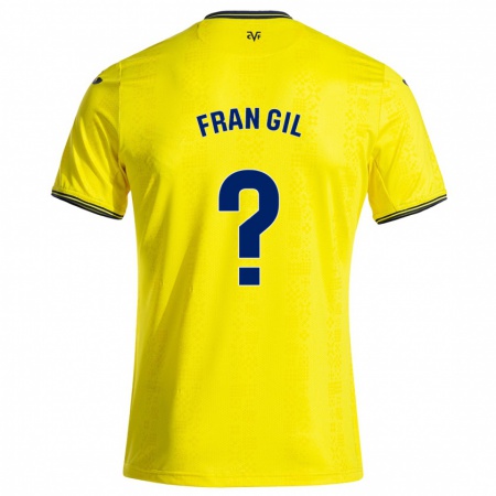 Kandiny Gyermek Fran Gil #0 Sárga Fekete Hazai Jersey 2024/25 Mez Póló Ing