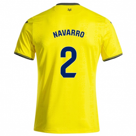 Kandiny Gyermek Pau Navarro #2 Sárga Fekete Hazai Jersey 2024/25 Mez Póló Ing