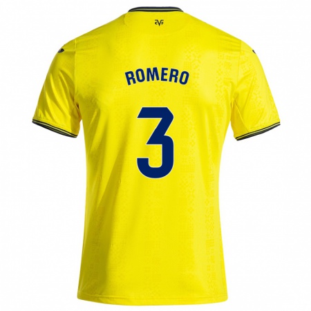 Kandiny Gyermek Cristo Romero #3 Sárga Fekete Hazai Jersey 2024/25 Mez Póló Ing