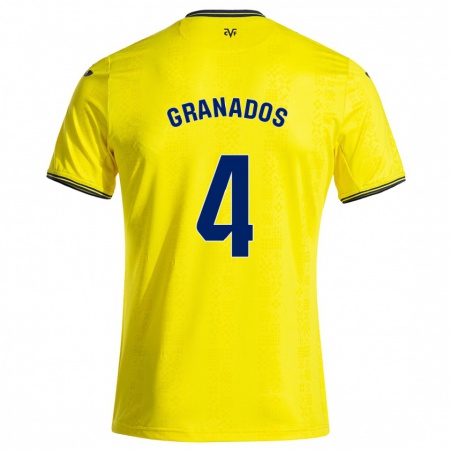 Kandiny Gyermek Carlos Granados #4 Sárga Fekete Hazai Jersey 2024/25 Mez Póló Ing