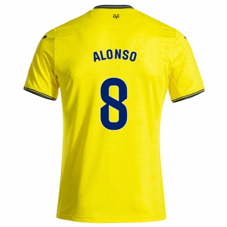 Kandiny Gyermek Rodri Alonso #8 Sárga Fekete Hazai Jersey 2024/25 Mez Póló Ing