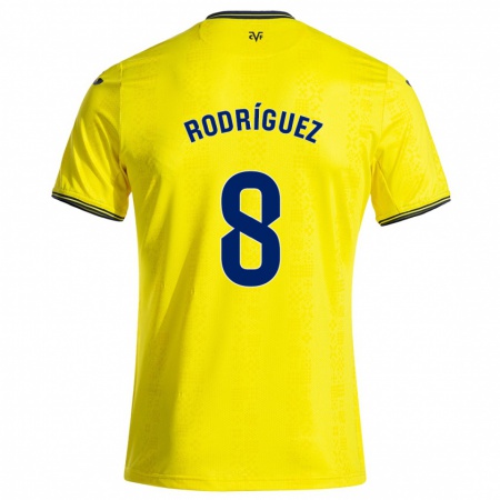 Kandiny Gyermek Unai Rodríguez #8 Sárga Fekete Hazai Jersey 2024/25 Mez Póló Ing