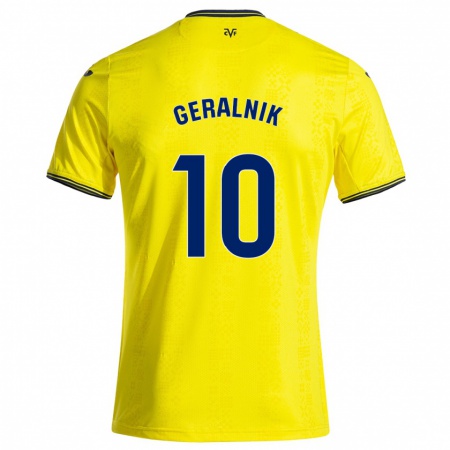 Kandiny Gyermek Tiago Geralnik #10 Sárga Fekete Hazai Jersey 2024/25 Mez Póló Ing