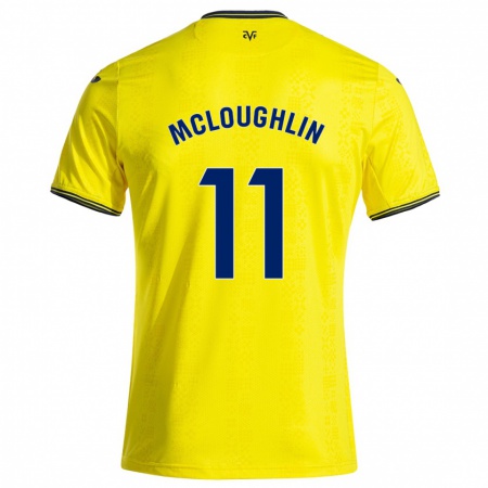 Kandiny Gyermek Caden Mcloughlin #11 Sárga Fekete Hazai Jersey 2024/25 Mez Póló Ing