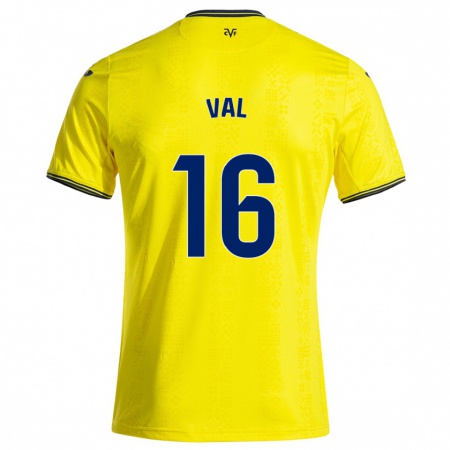 Kandiny Gyermek Brais Val #16 Sárga Fekete Hazai Jersey 2024/25 Mez Póló Ing