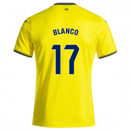 Kandiny Gyermek Fabio Blanco #17 Sárga Fekete Hazai Jersey 2024/25 Mez Póló Ing