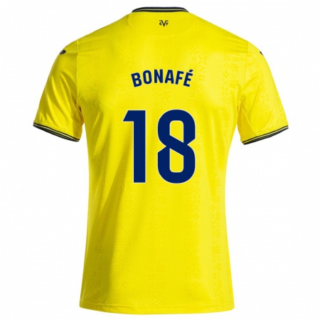 Kandiny Gyermek César Bonafé #18 Sárga Fekete Hazai Jersey 2024/25 Mez Póló Ing