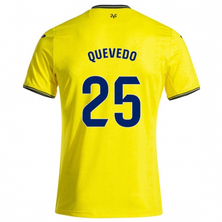 Kandiny Gyermek Alex Quevedo #25 Sárga Fekete Hazai Jersey 2024/25 Mez Póló Ing