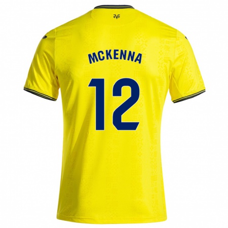 Kandiny Gyermek Kayla Mckenna #12 Sárga Fekete Hazai Jersey 2024/25 Mez Póló Ing