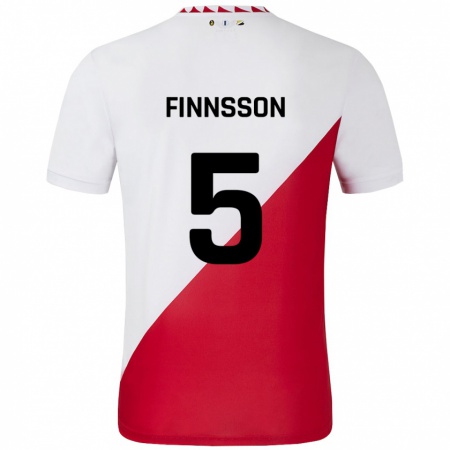 Kandiny Gyermek Kolbeinn Finnsson #5 Fehér Piros Hazai Jersey 2024/25 Mez Póló Ing