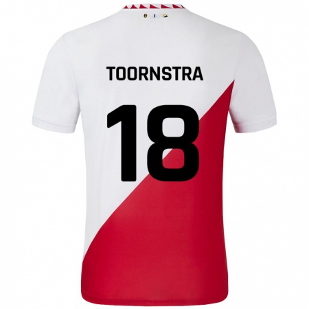 Kandiny Gyermek Jens Toornstra #18 Fehér Piros Hazai Jersey 2024/25 Mez Póló Ing