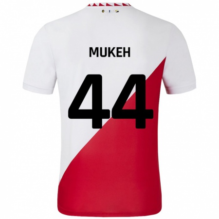 Kandiny Gyermek Joshua Mukeh #44 Fehér Piros Hazai Jersey 2024/25 Mez Póló Ing