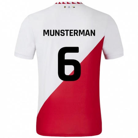 Kandiny Gyermek Marthe Munsterman #6 Fehér Piros Hazai Jersey 2024/25 Mez Póló Ing