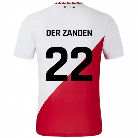 Kandiny Gyermek Iise Van Der Zanden #22 Fehér Piros Hazai Jersey 2024/25 Mez Póló Ing