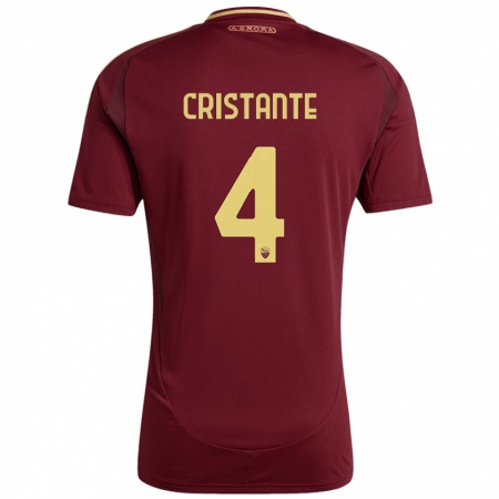 Kandiny Gyermek Bryan Cristante #4 Vörös Barna Arany Hazai Jersey 2024/25 Mez Póló Ing