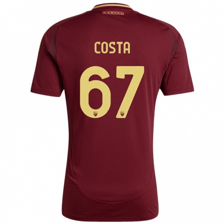 Kandiny Gyermek João Costa #67 Vörös Barna Arany Hazai Jersey 2024/25 Mez Póló Ing