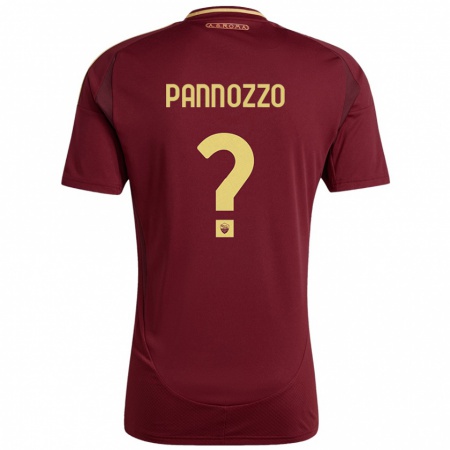 Kandiny Gyermek Nicolò Pannozzo #0 Vörös Barna Arany Hazai Jersey 2024/25 Mez Póló Ing