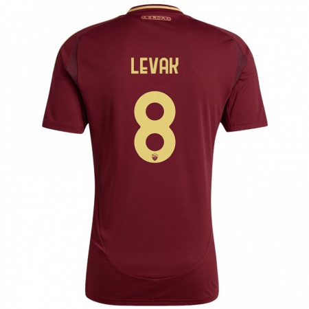 Kandiny Gyermek Sergej Levak #8 Vörös Barna Arany Hazai Jersey 2024/25 Mez Póló Ing