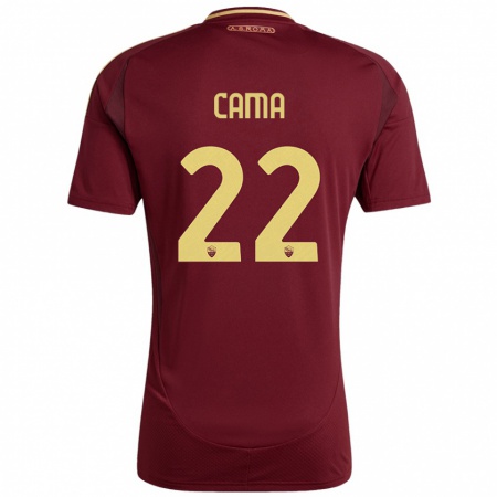 Kandiny Gyermek Cristian Cama #22 Vörös Barna Arany Hazai Jersey 2024/25 Mez Póló Ing