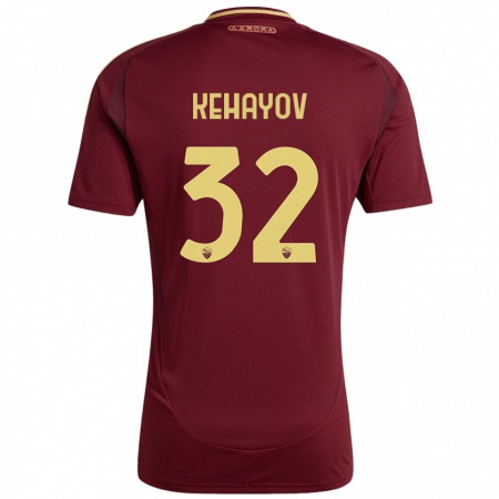 Kandiny Gyermek Atanas Kehayov #32 Vörös Barna Arany Hazai Jersey 2024/25 Mez Póló Ing