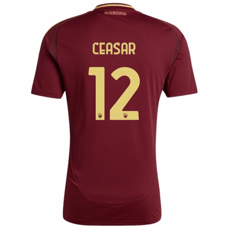 Kandiny Gyermek Camelia Ceasar #12 Vörös Barna Arany Hazai Jersey 2024/25 Mez Póló Ing