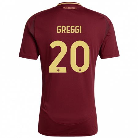 Kandiny Gyermek Giada Greggi #20 Vörös Barna Arany Hazai Jersey 2024/25 Mez Póló Ing