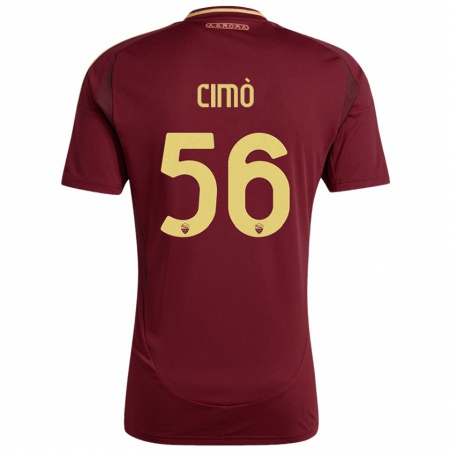 Kandiny Gyermek Giada Cimò #56 Vörös Barna Arany Hazai Jersey 2024/25 Mez Póló Ing