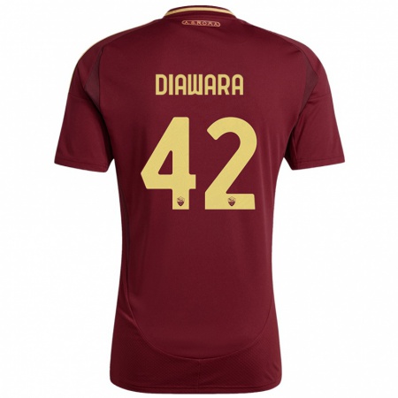 Kandiny Gyermek Amadou Diawara #42 Vörös Barna Arany Hazai Jersey 2024/25 Mez Póló Ing