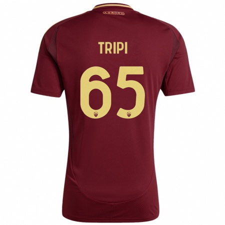 Kandiny Gyermek Filippo Tripi #65 Vörös Barna Arany Hazai Jersey 2024/25 Mez Póló Ing