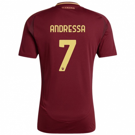 Kandiny Gyermek Andressa #7 Vörös Barna Arany Hazai Jersey 2024/25 Mez Póló Ing